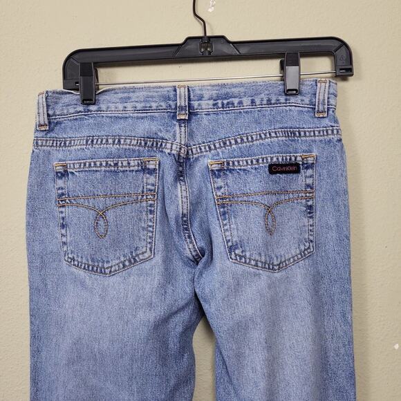 Calvin Klein Womens Blue Sandblast Light Wash Raw Hem Denim Flare Jeans Size 3 - Picture 4 of 10